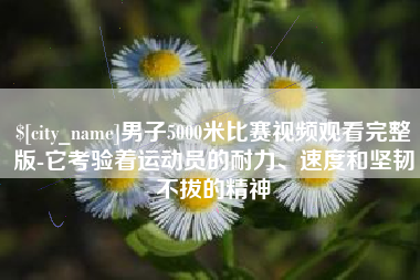 抚顺男子5000米比赛视频观看完整版-它考验着运动员的耐力、速度和坚韧不拔的精神