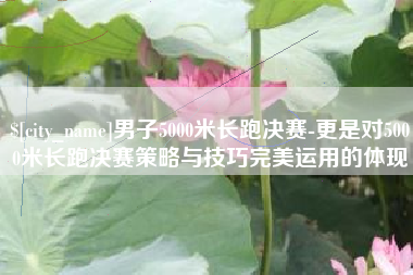 抚顺男子5000米长跑决赛-更是对5000米长跑决赛策略与技巧完美运用的体现